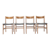 Vintage wooden chairs with upholstered seats, 1950s, set of 4.
