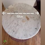 Marble side table with a cast iron base.