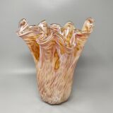 1970s Exquisite Michielotto Murano Glass Draped Vase. Made in Italy