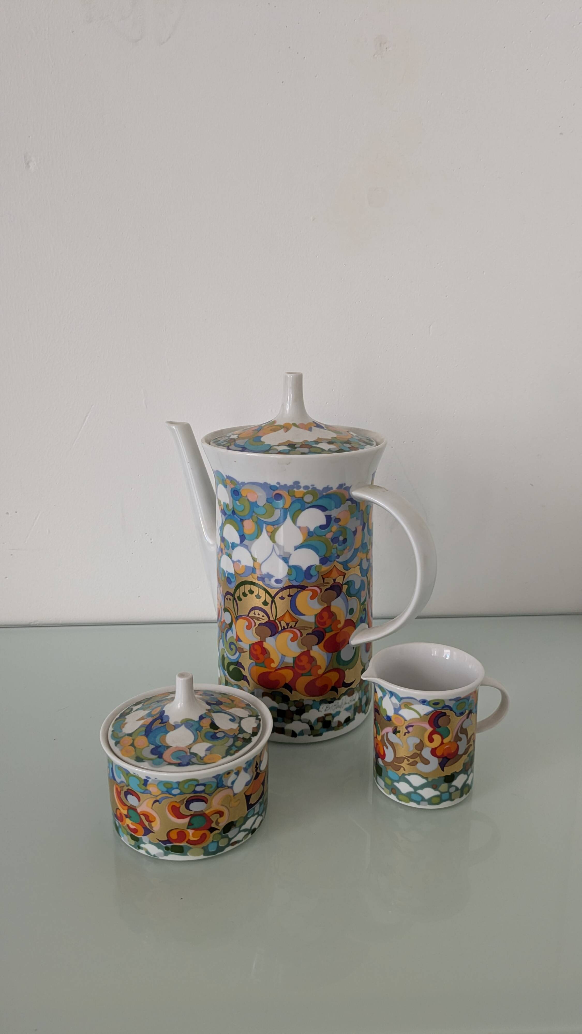 Coffee pot or teapot, sugar bowl and milk jug Petruschka Rosenthal