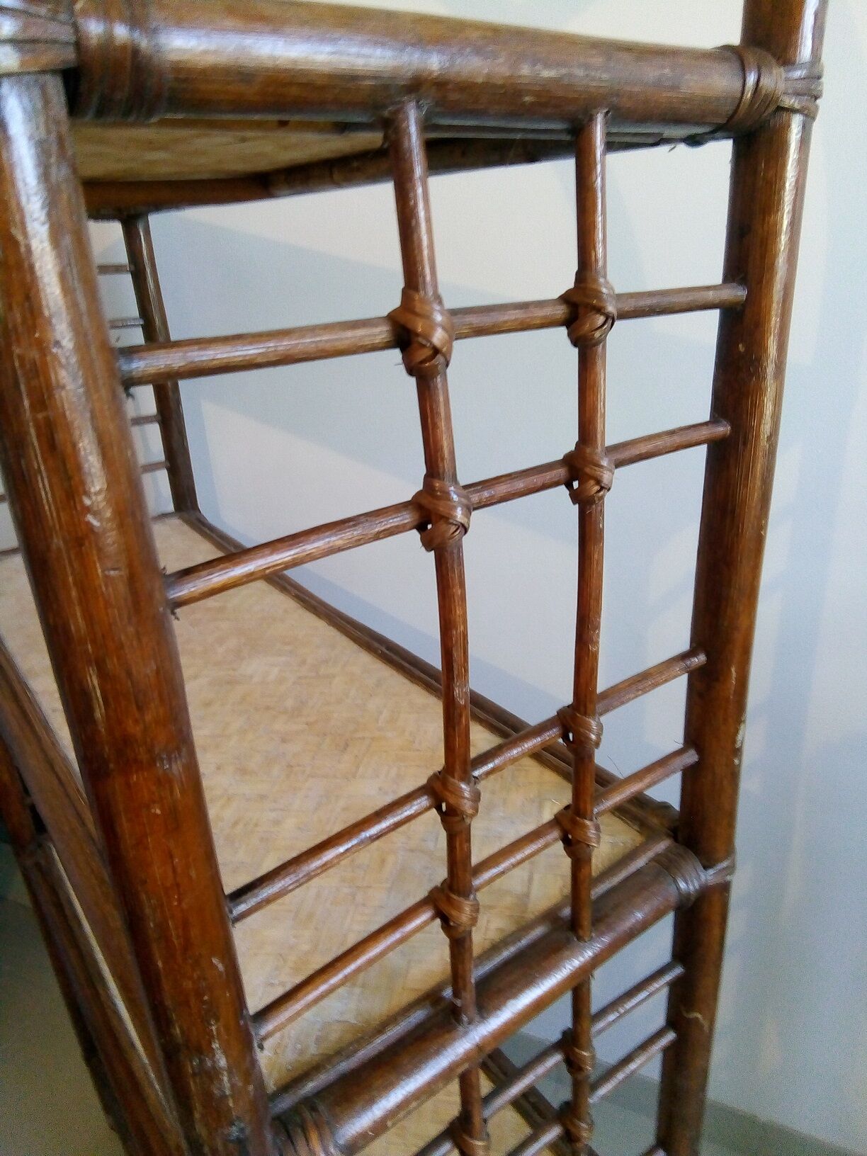 Vintage rattan bamboo tier