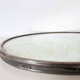Plateau miroir ancien oval cadre en métal