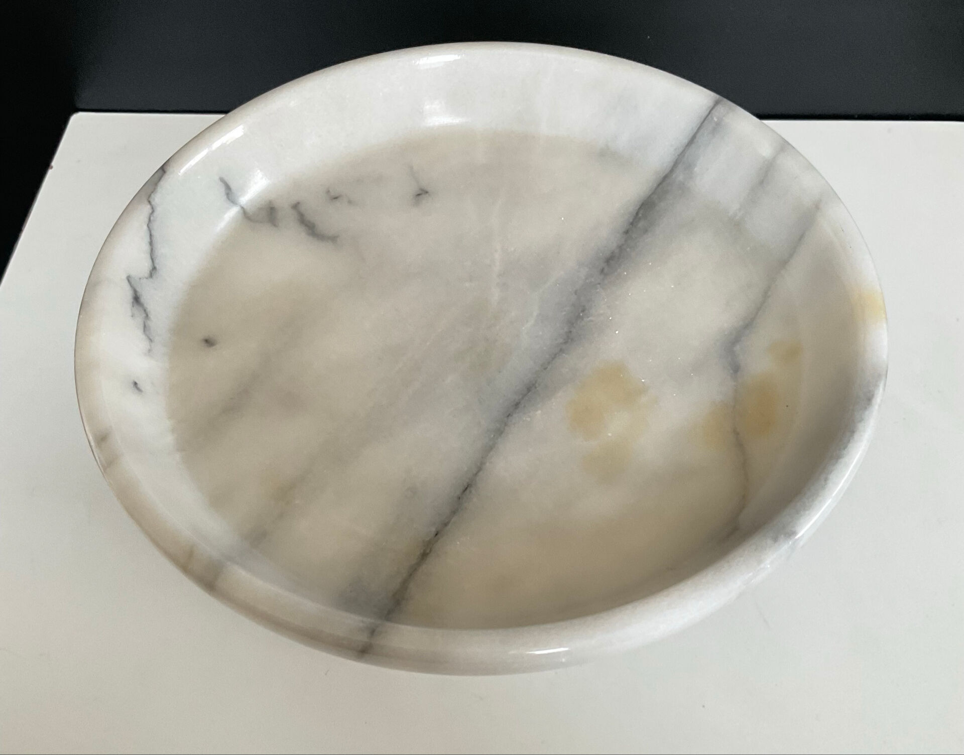 Plat sur pied vintage en marbre de carrare