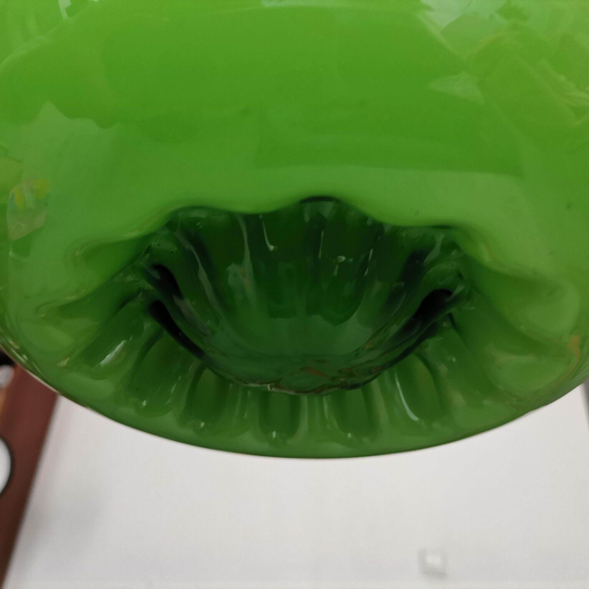 Mid-century portuguese green opaline glass hanging lamp 1960s