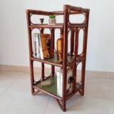Vintage stand shelf in bamboo and rattan