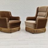 1970s, Danish set of two velour chairs, original condition