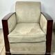 Pair of Art Deco armchairs in rosewood and suede.