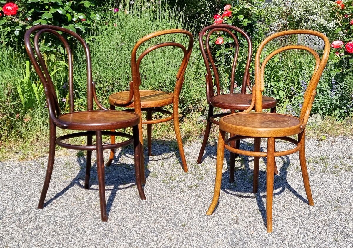 4 chairs bistrot n ° 14 and n ° 18 early twentieth