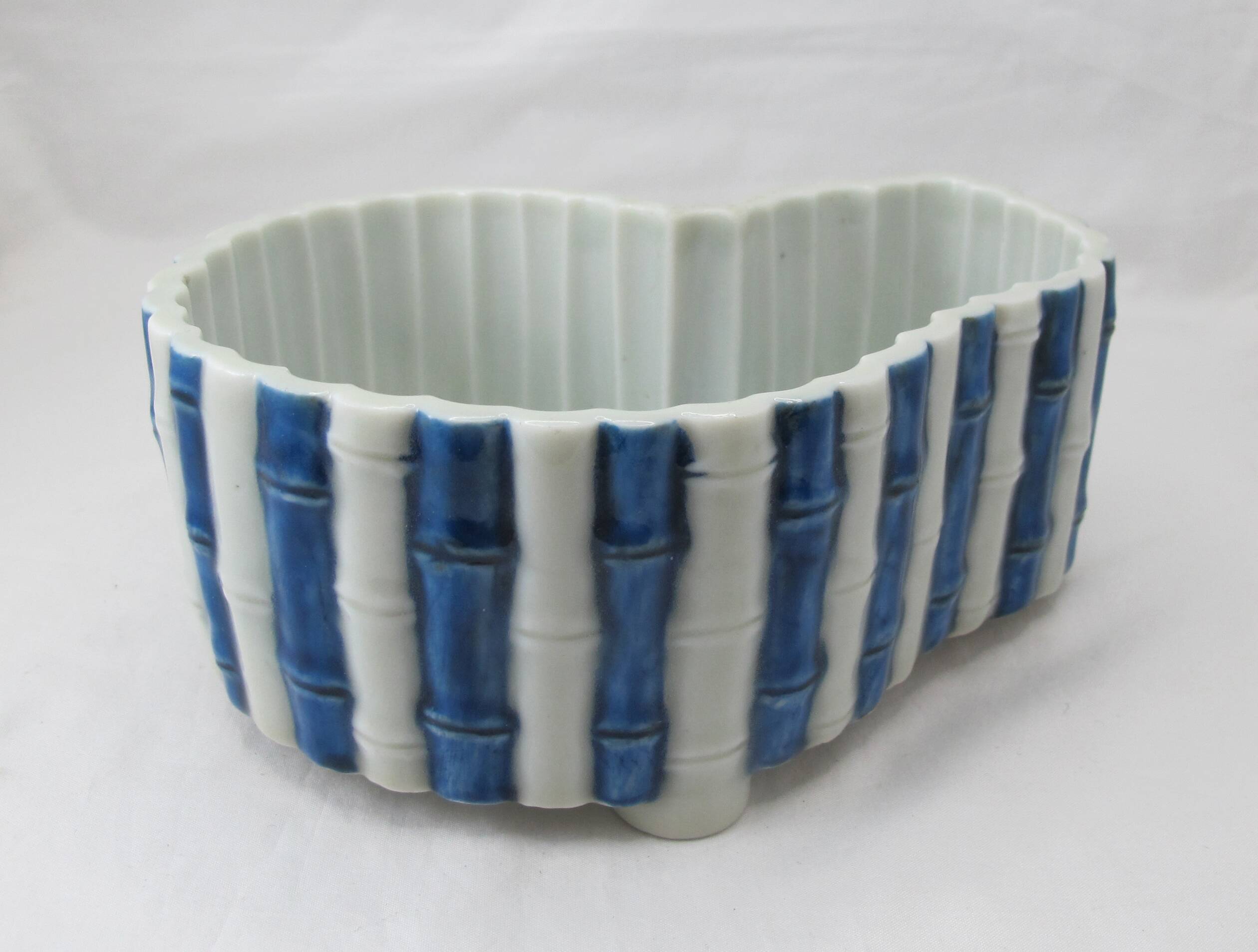 Old Chinese or Japanese blue and white porcelain planter from the late 19th or early 20th century