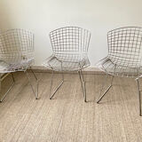 Pair of Harry Bertoia chair for Knoll vintage chrome steel 80s