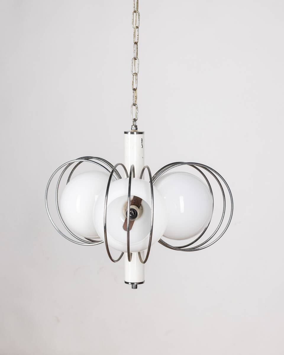 VINTAGE 70'S CHANDELIER IN SPACE AGE GLASS ITALIAN DESIGN