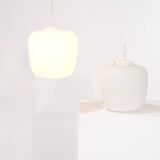 Medium-sized Scandinavian pendant light in opaline - 1960s