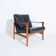 Vintage Scandinavian lounge chair by Bröderna Andersson, teak and black faux leather upholstery, 1950s-1960s.