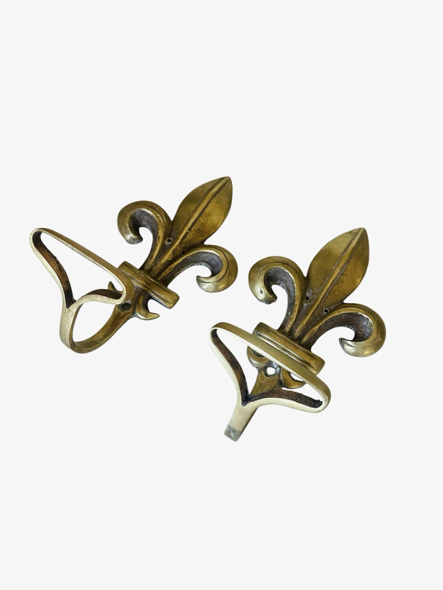 Pair of antique gilt bronze lily flower wall brackets.