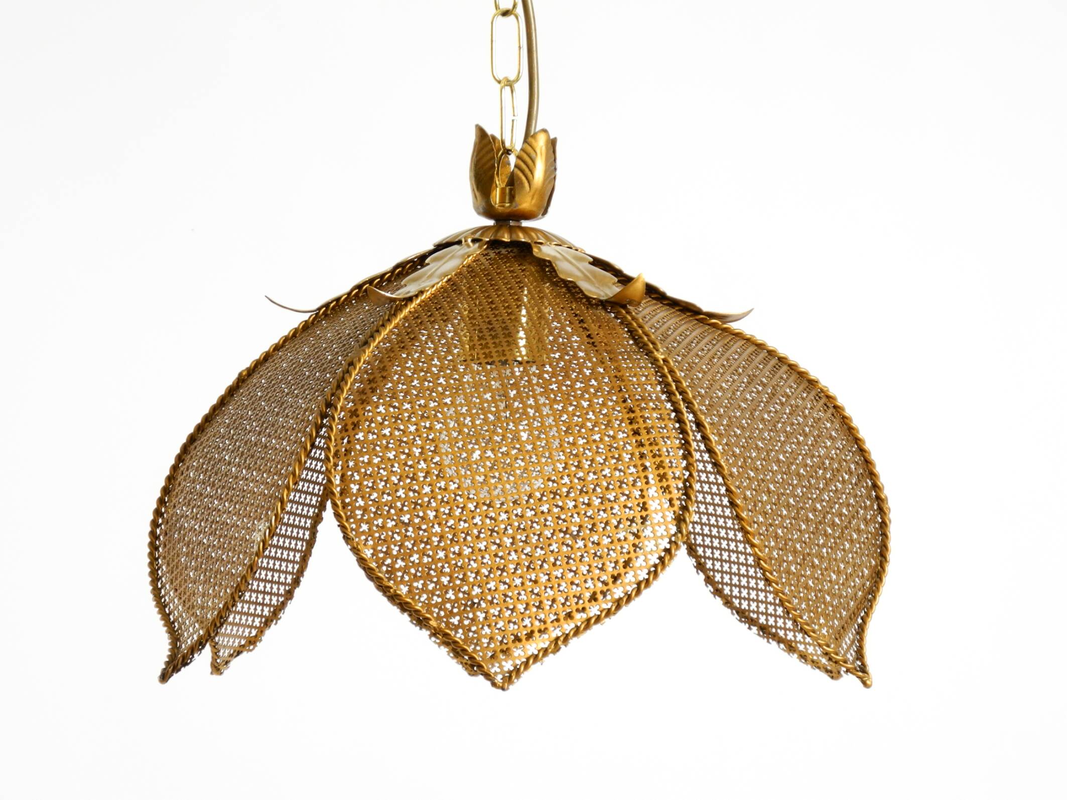 Beautiful rare 1980s Regency floral design brass ceiling lamp