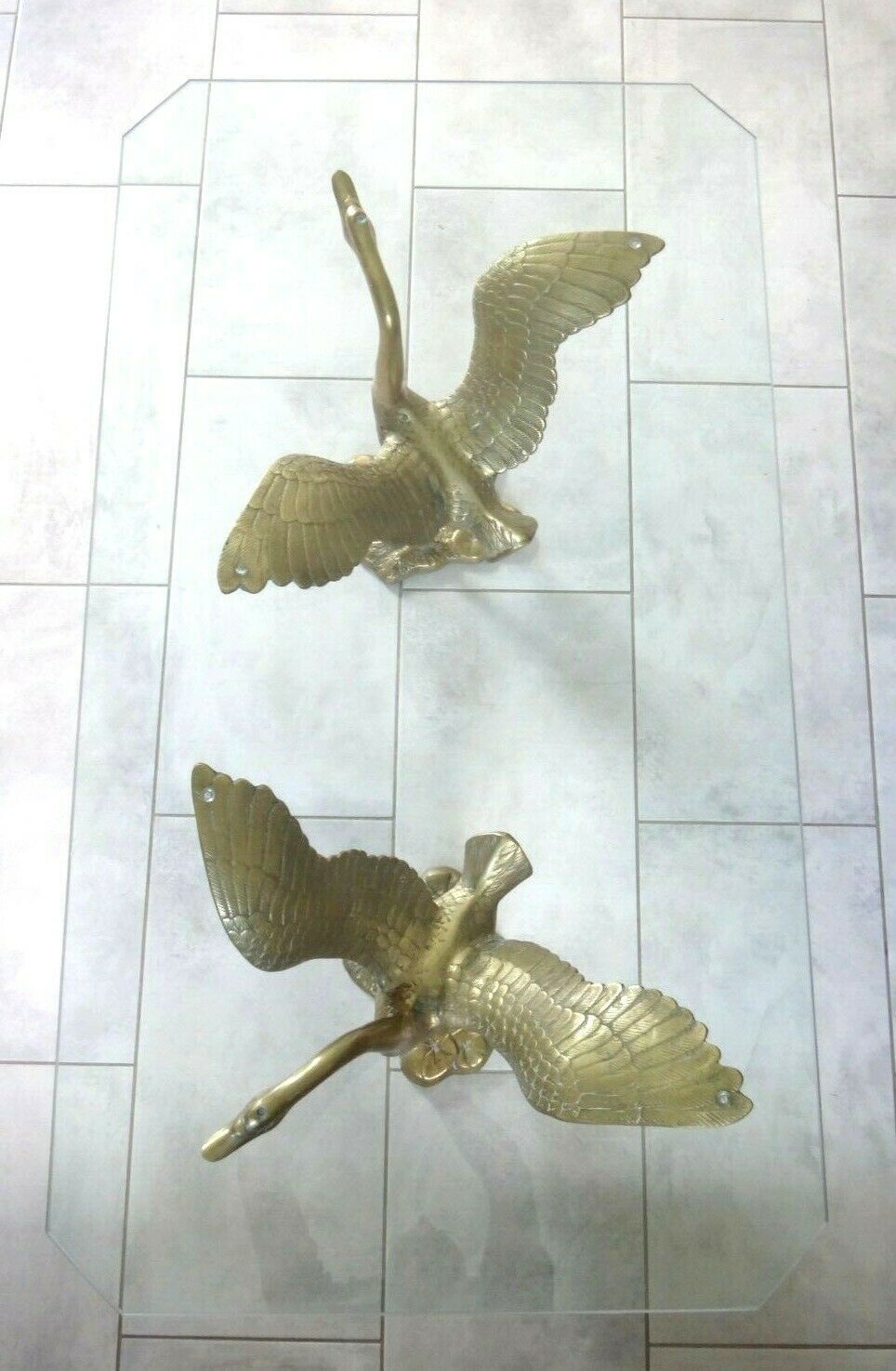 Coffee table swans hollywood regency swan brass design 1960