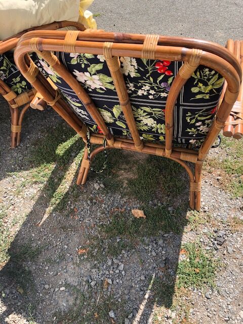 Set in vintage rattan sofa 3-seater seating and 2 seats