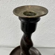 Pair of English oak Barley Twist candlesticks