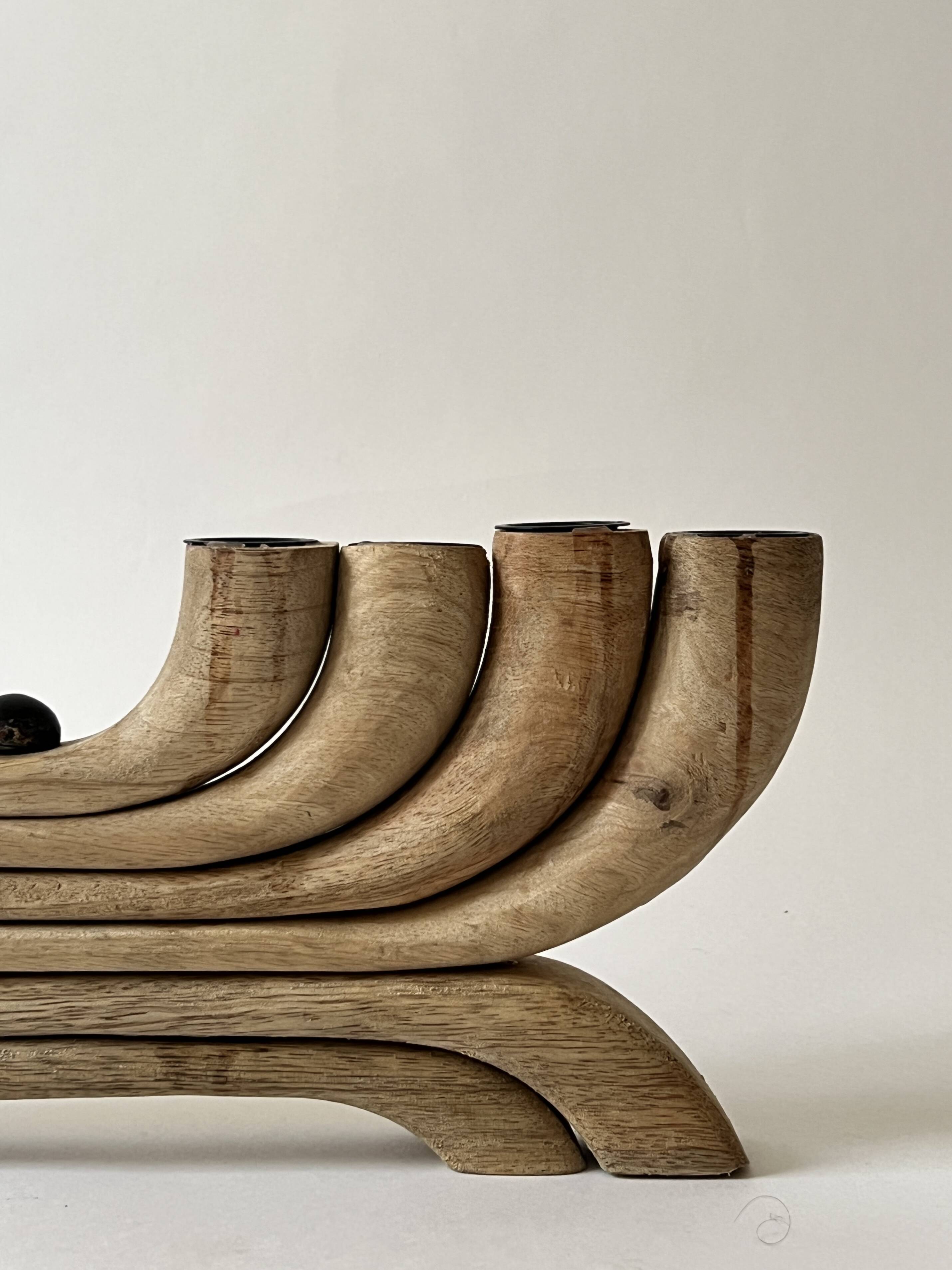 Scandinavian wooden candle holder, Denmark 1970s.