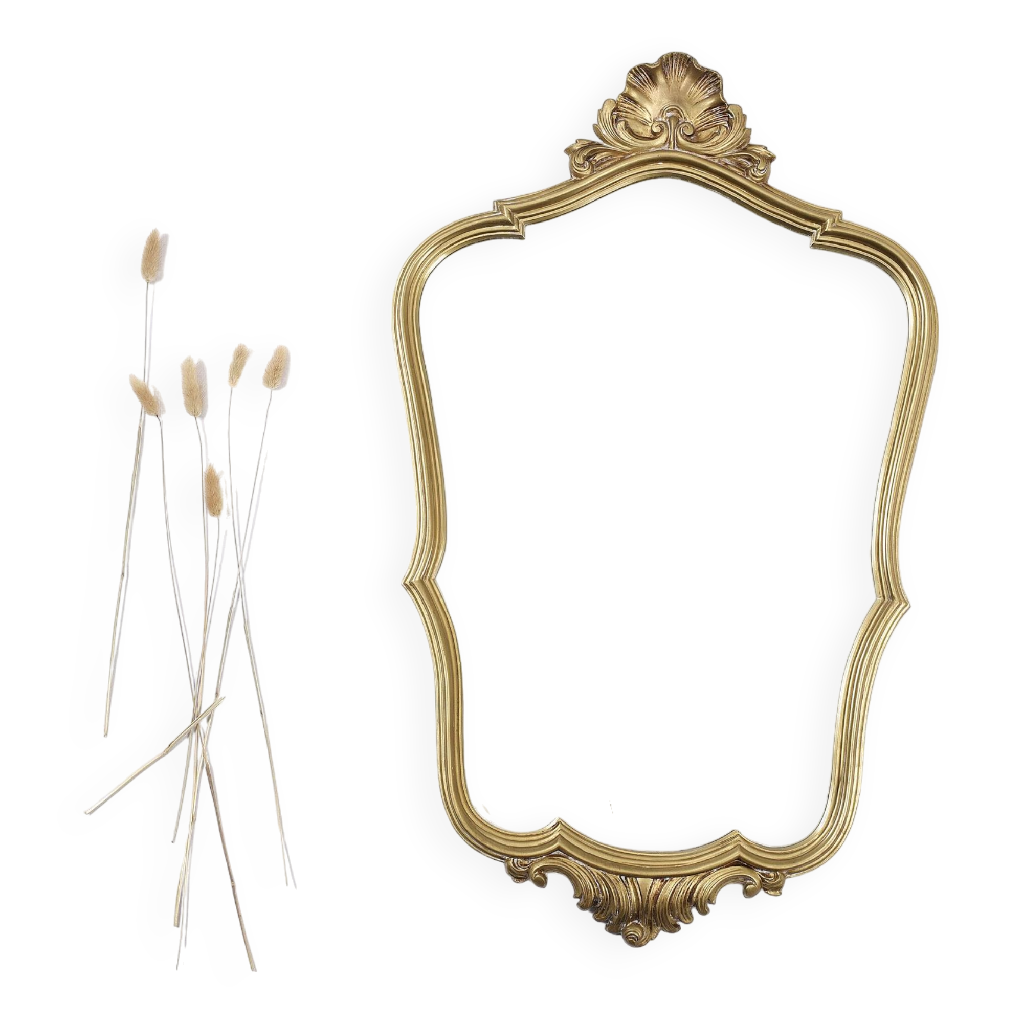 Authentic old resin mirror, gilded by hand