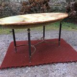 Vintage brass coffee table and oval alabaster top.
