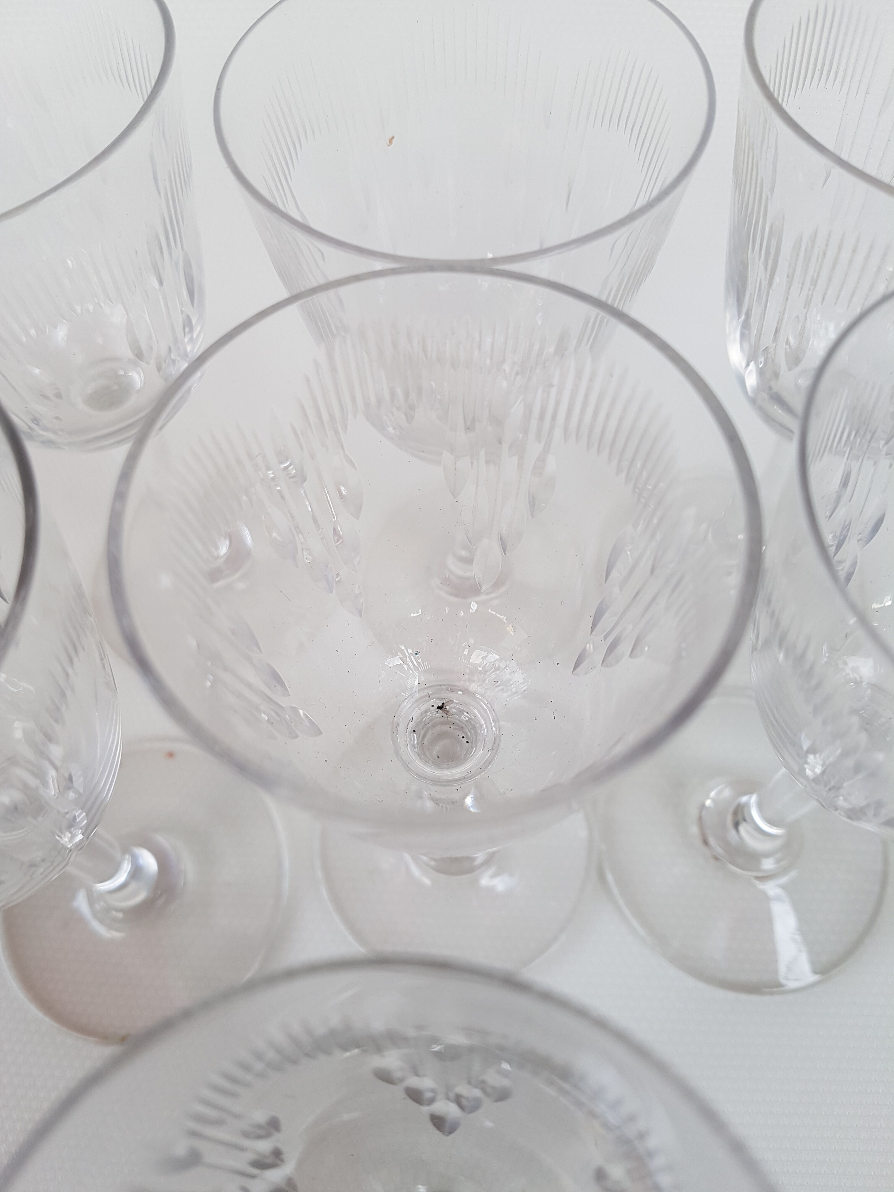 7 Bacccarat crystal port glasses, Molière model, circa 1920.