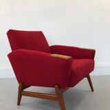 DANISH DESIGN ARMCHAIR IN WOOL & TEAK WOOD, 1970S