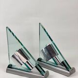 Pair of vintage Icaro wall lights by Carlo Forcolini for Artemide in glass and metal, 1986