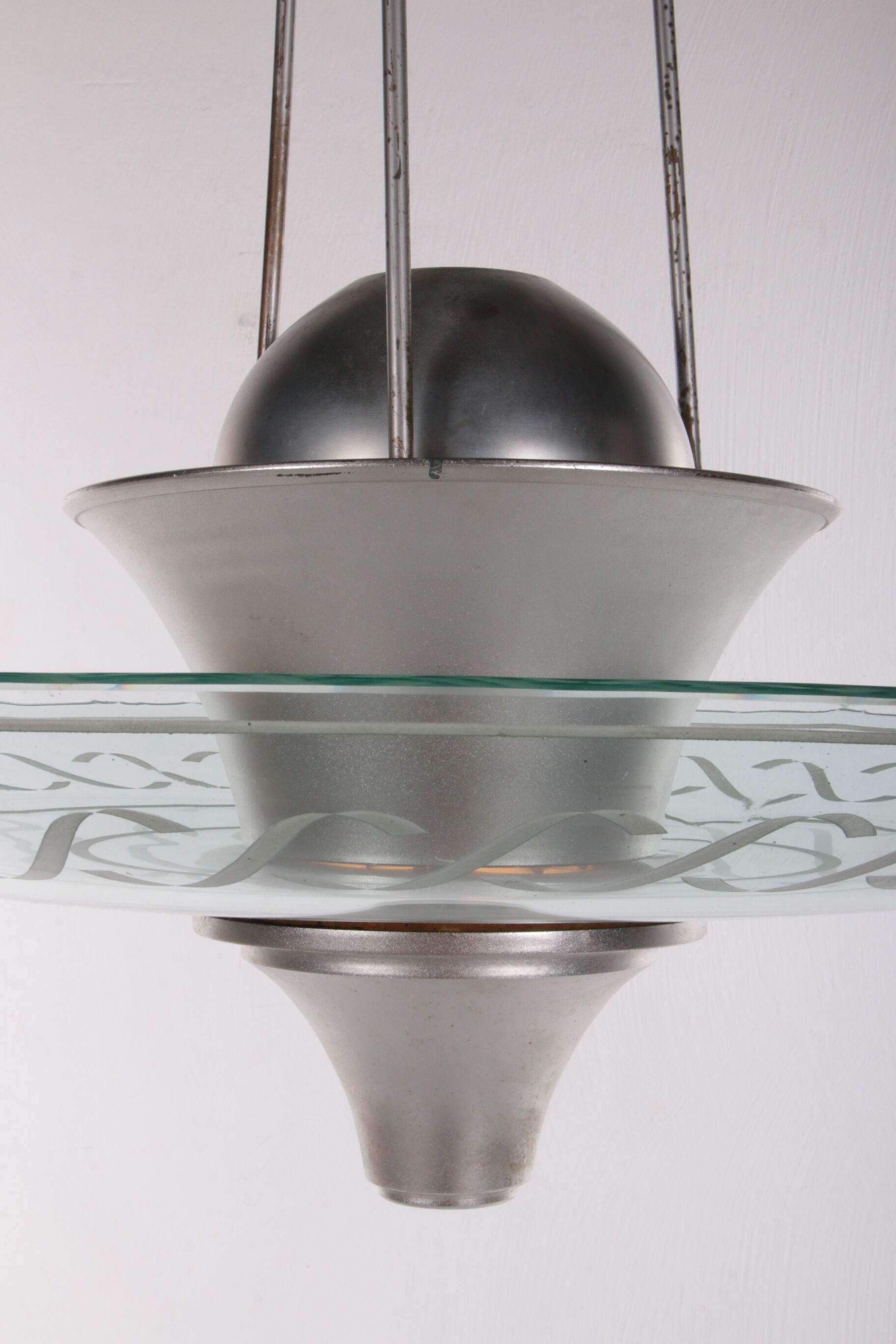 2 Art Deco Hanging lamps with cut glass England 1930