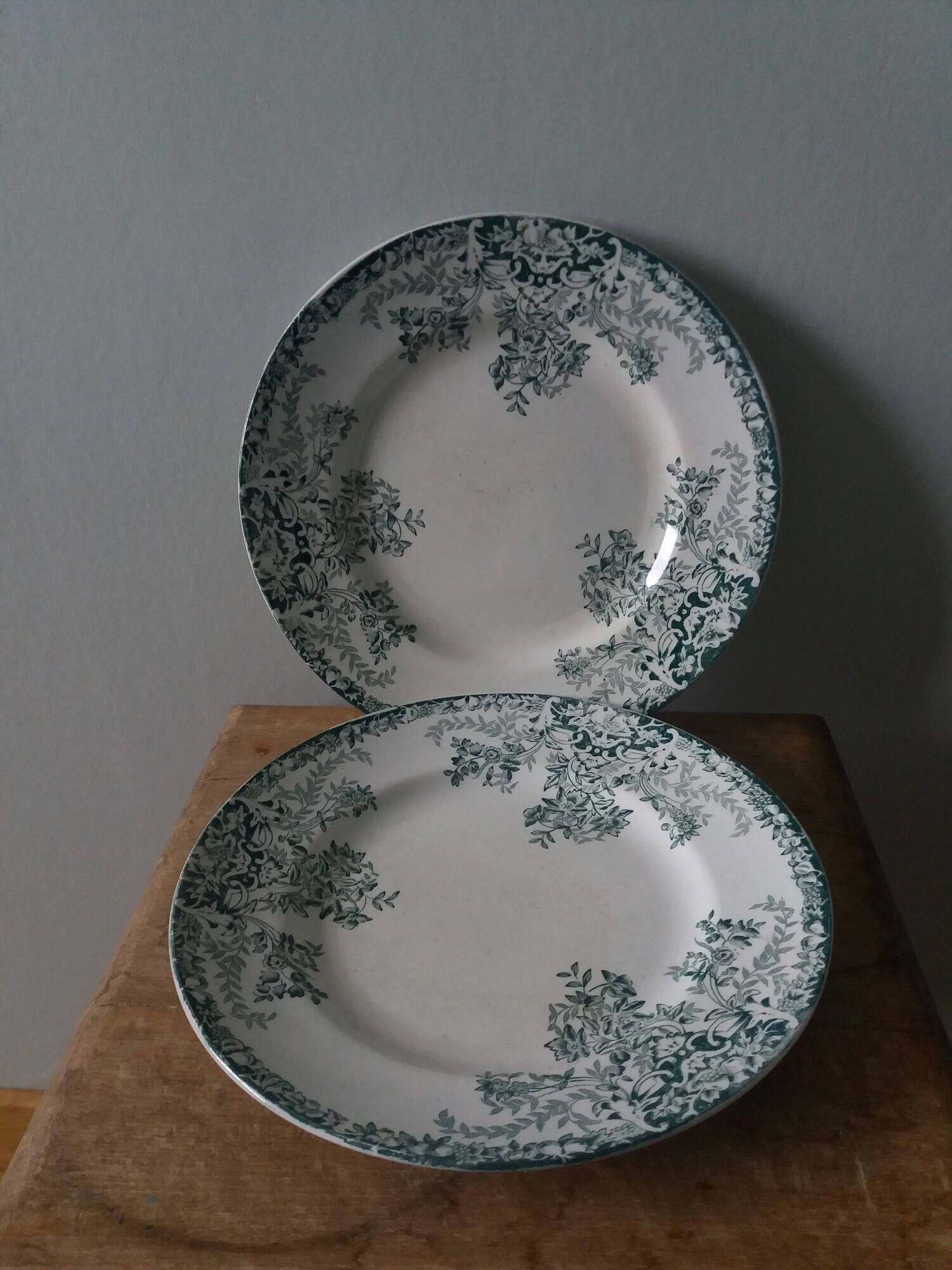 Set of 2 Lebacqz and Bouchart Saint Amand plates, early 20th century