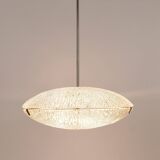 Mid-century Textured Glass and Nickel Kalmar Discus Chandelier, Austria, 1950s