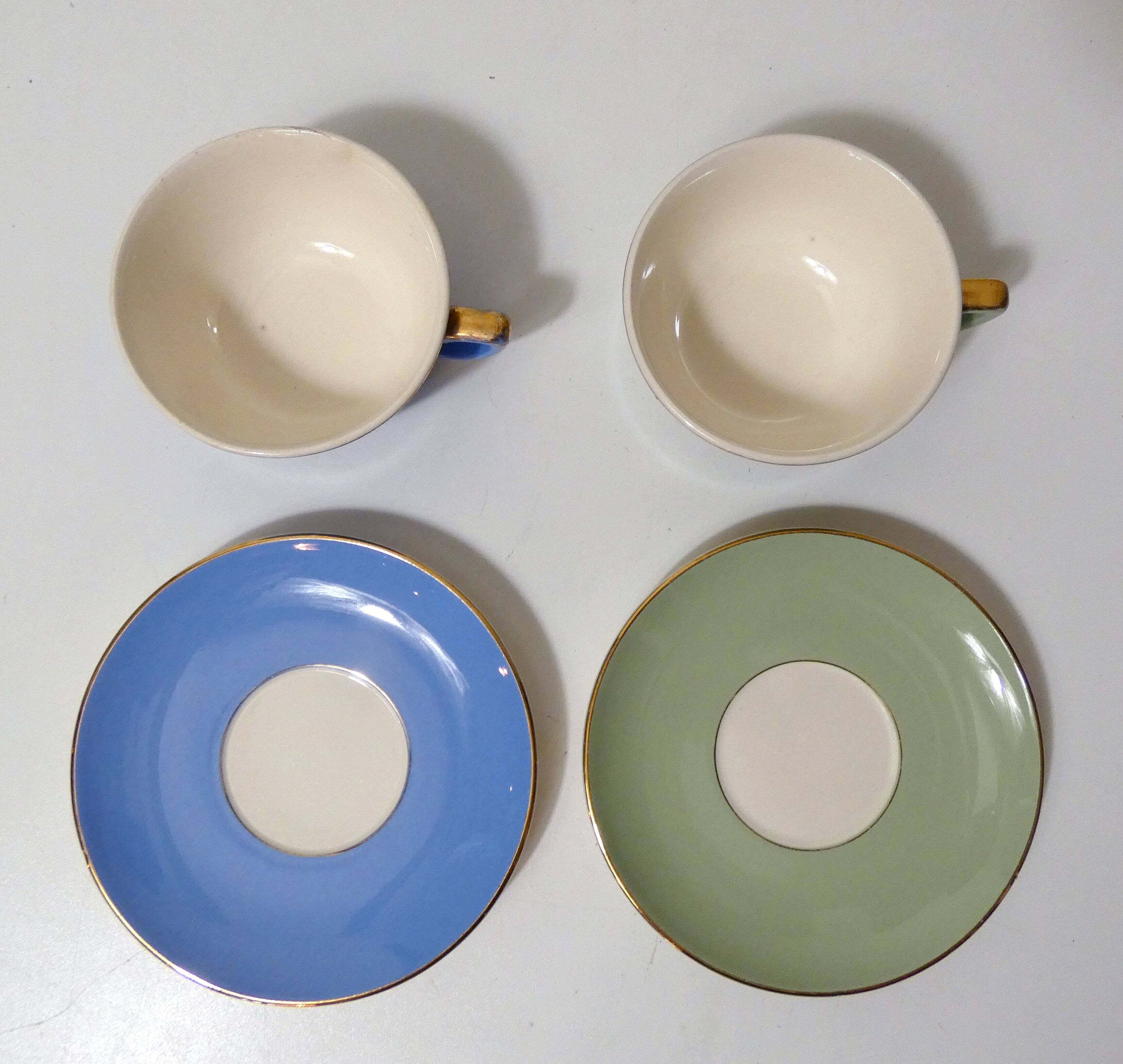2 cups and saucers Villeroy & Boch SAAR Lucien ENGEL vintage