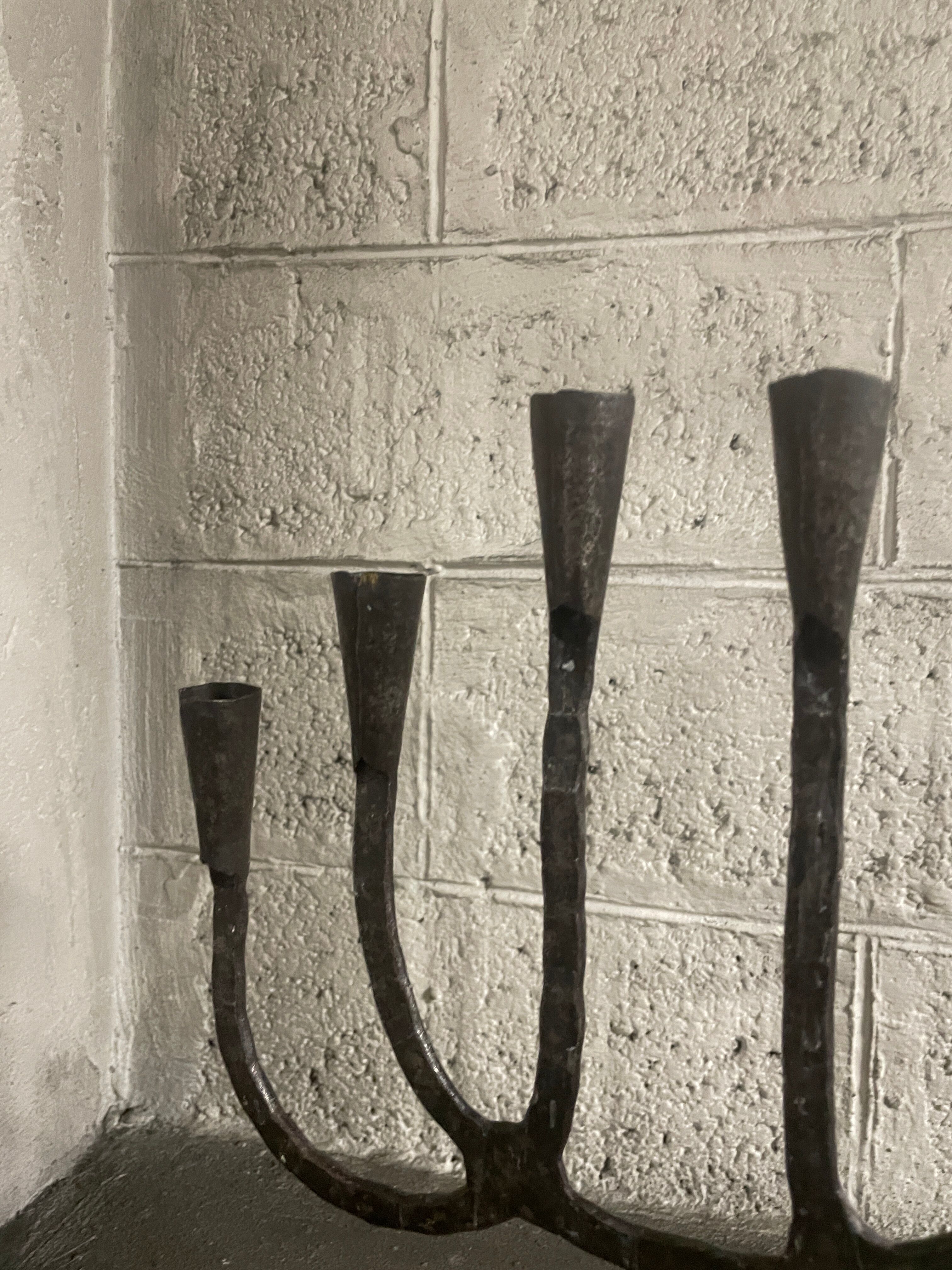 Brutalist six-light chandelier