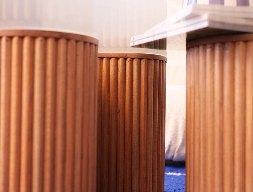 Fir wood and glass table handmade in Morocco