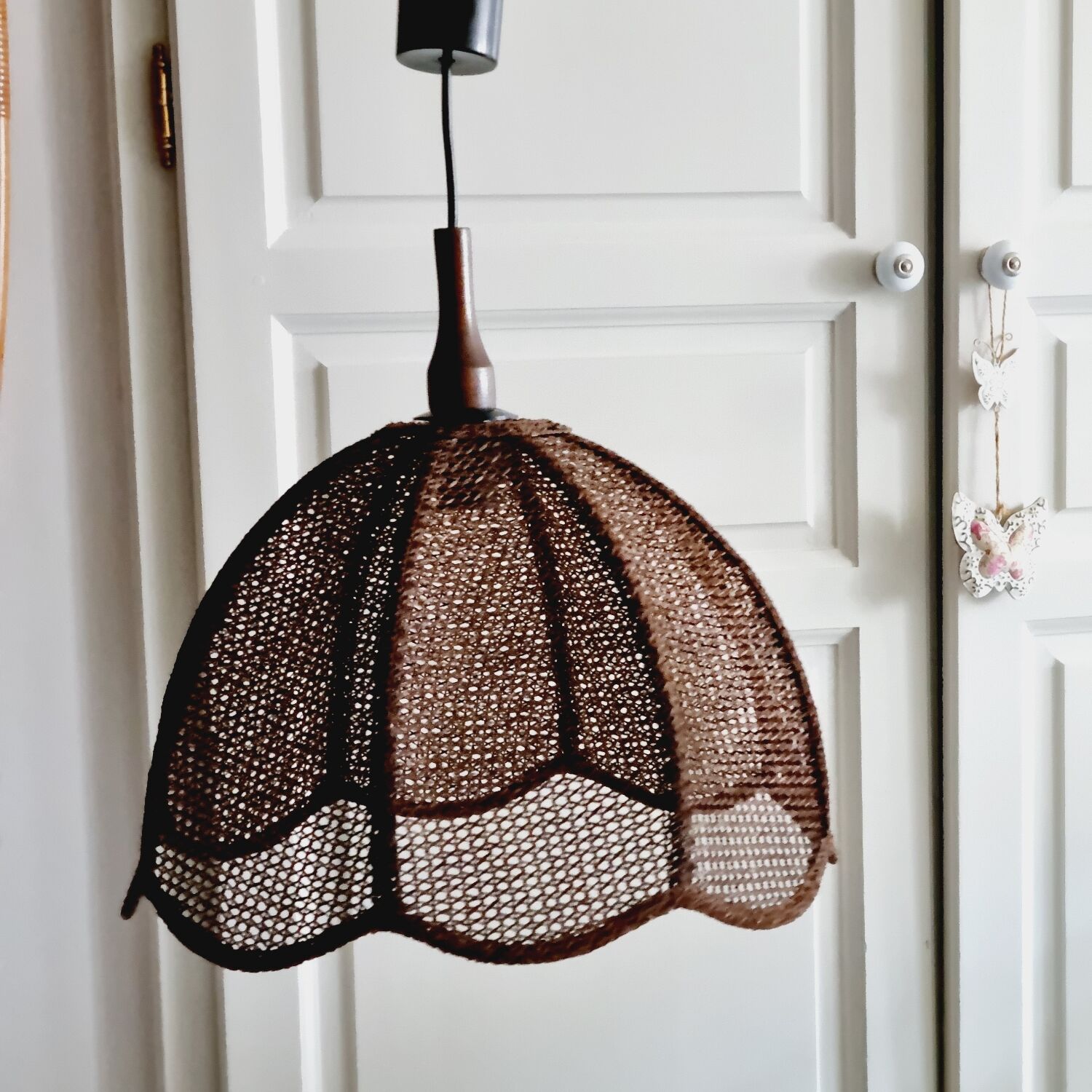 Brown raffia chandelier