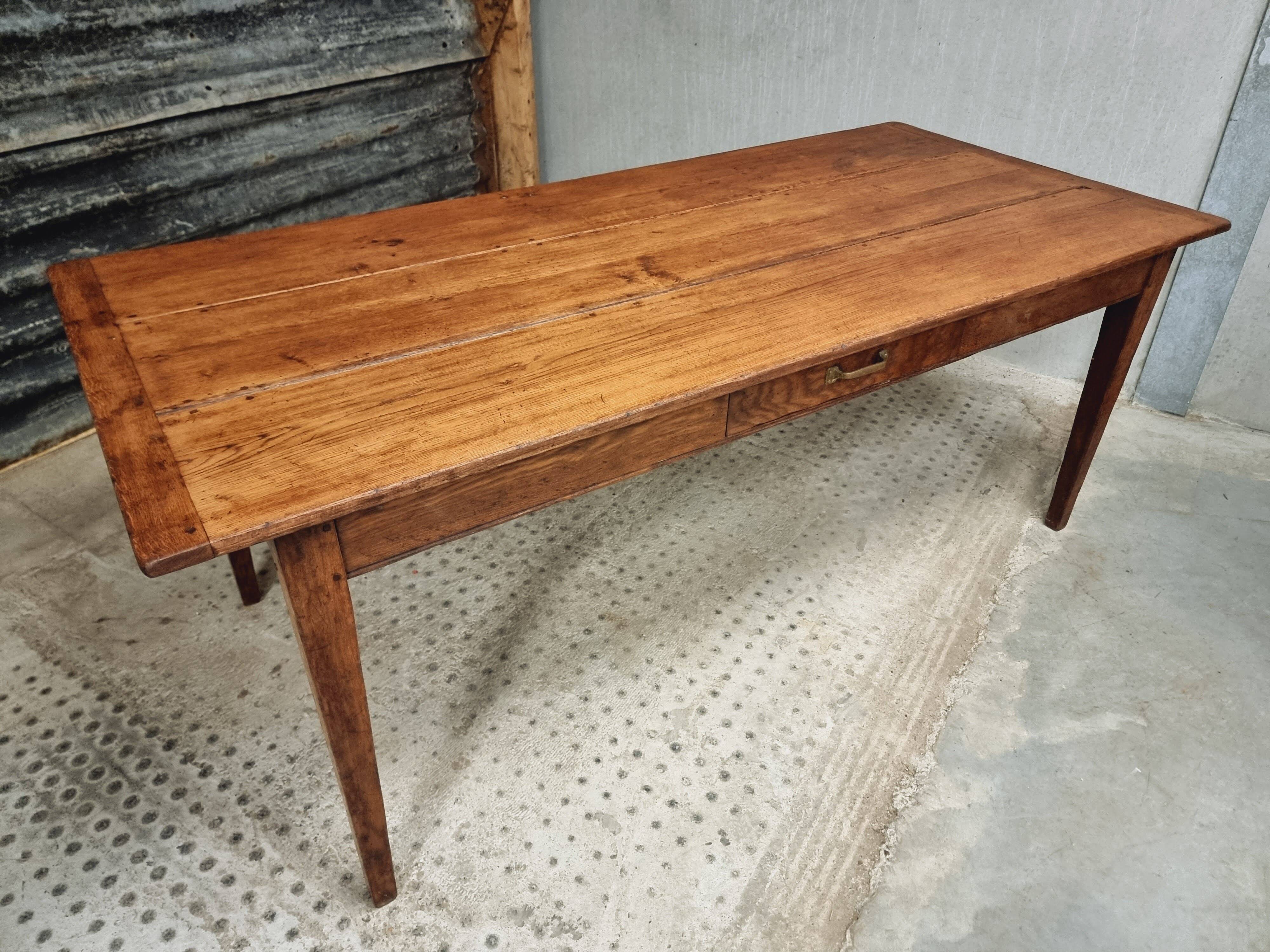 Antique dining table, rural oak table 90 x 200 cm