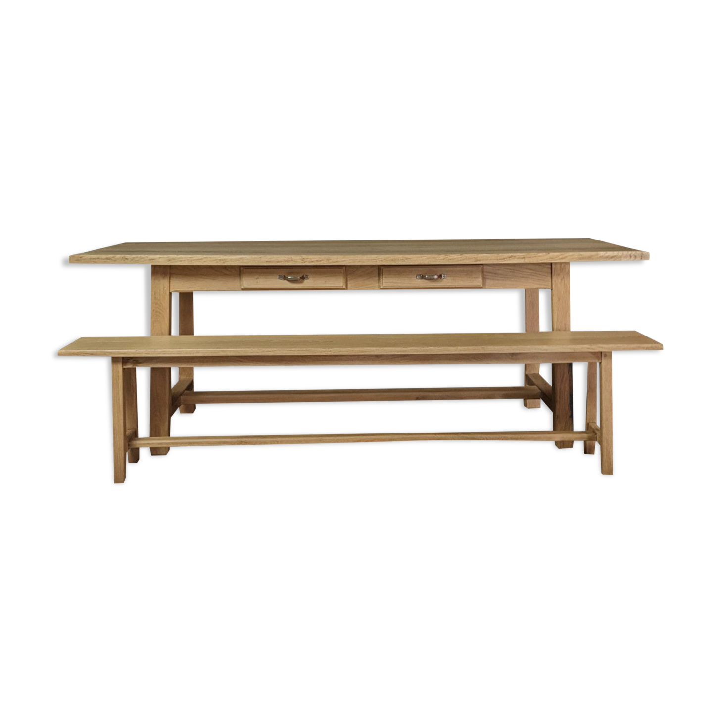 Oak table 2m + 2 benches