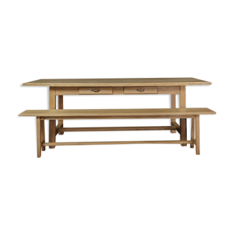 Oak table 2m + 2 benches