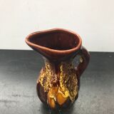 Former brown ceramic pitcher 70s vintage