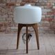 Floor Lamp, White Glass Lampshade, Wooden Base, Space Age, Midcentury