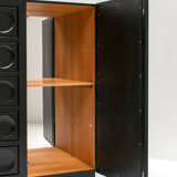 Black Brutalist Bar Cabinet with Graphic Patterned Doors, Belgium 1970s