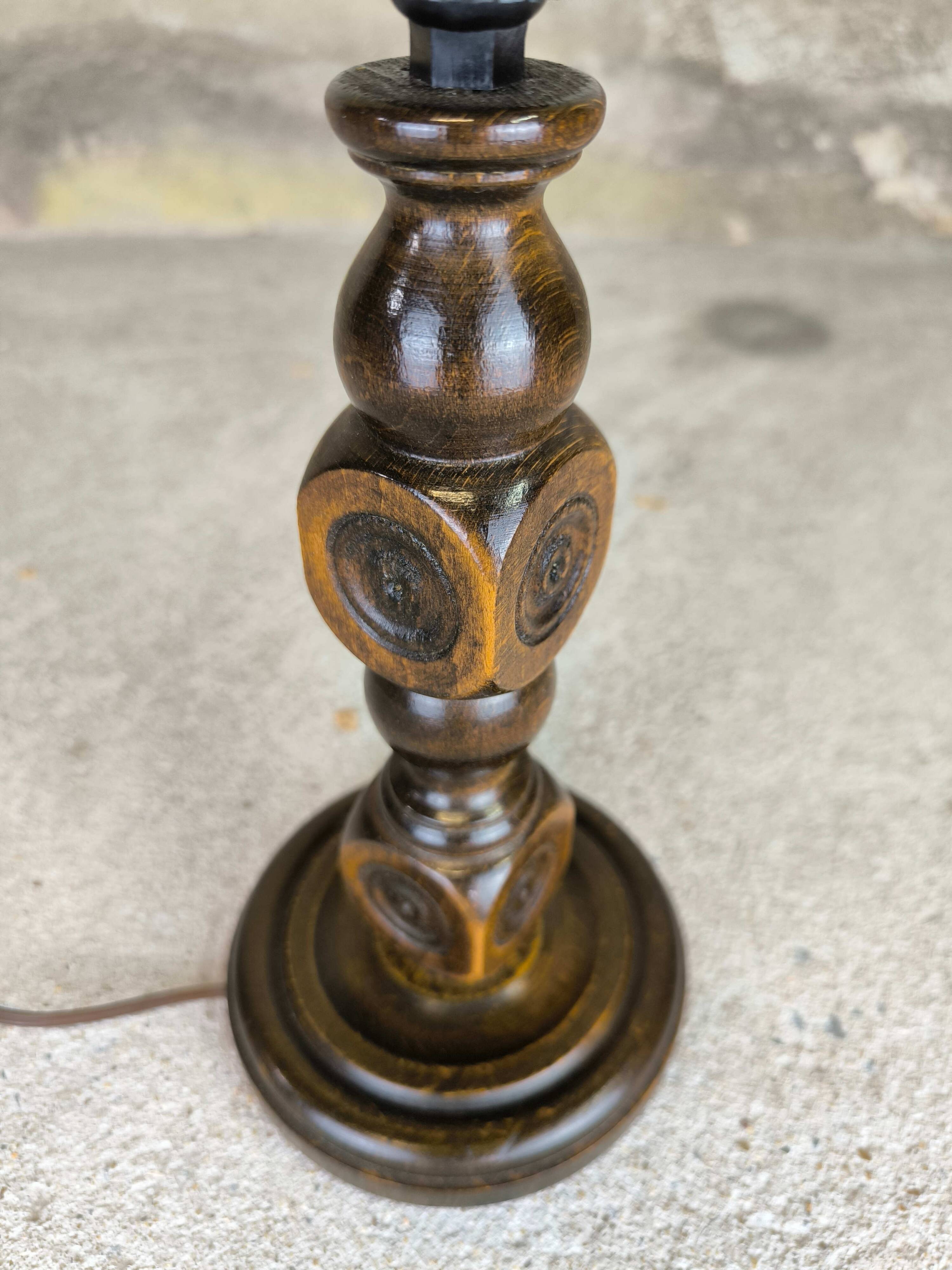 Vintage turned wood table lamp