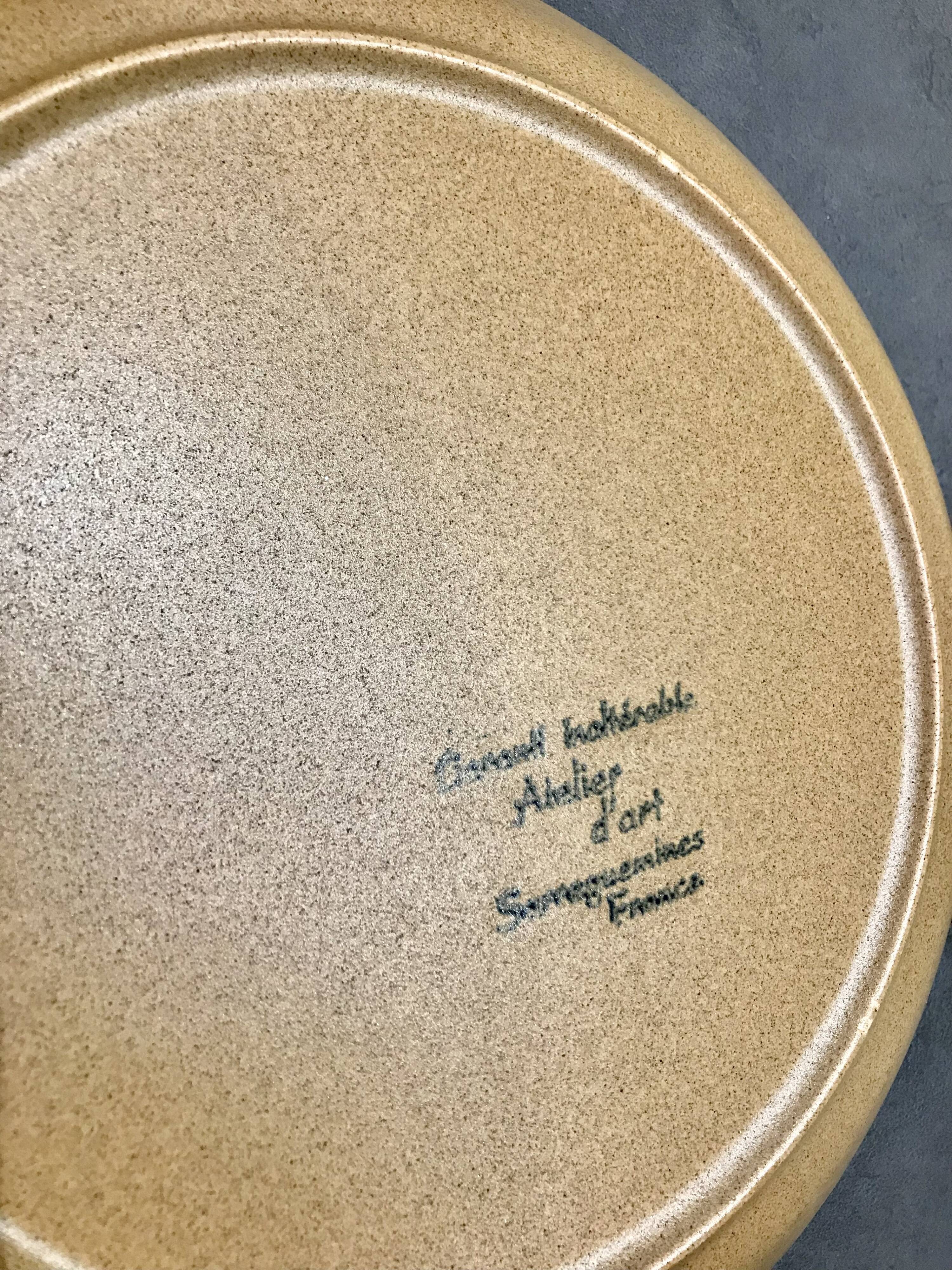 Lot 10 plates flat vintage sandstone workshop art Sarreguemines
