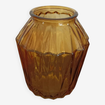 Petit vase en verre fumé marron