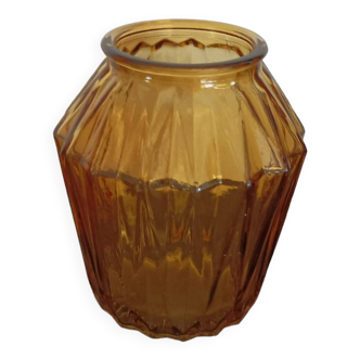 Petit vase en verre fumé marron