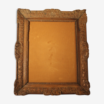 Natural wooden frame carved with gouge, period 18th century