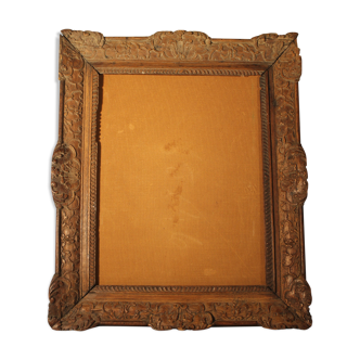 Natural wooden frame carved with gouge, period 18th century