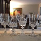 6 assorted crystal wine glasses