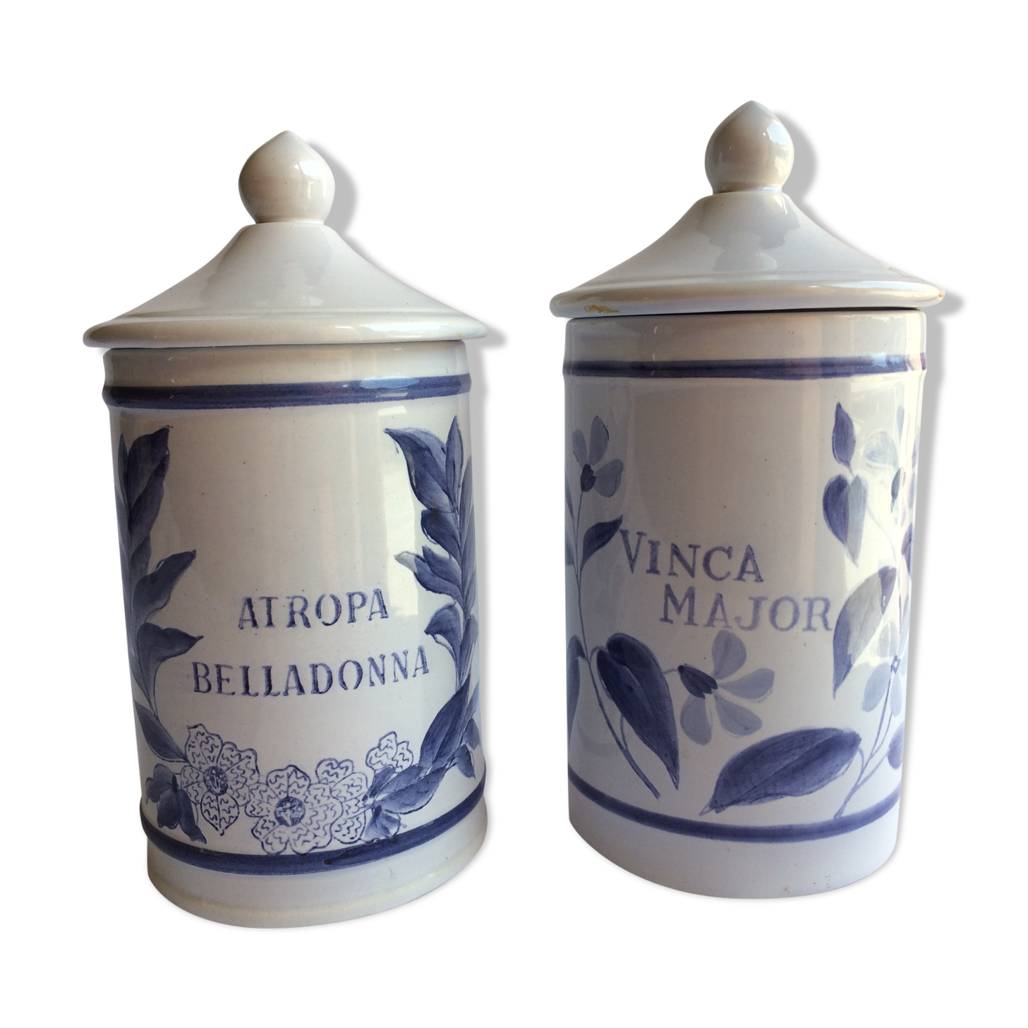 Pair of ceramic pharmacy pots