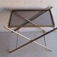Serving tray, vintage serving tray in smoked glass and gold metal
